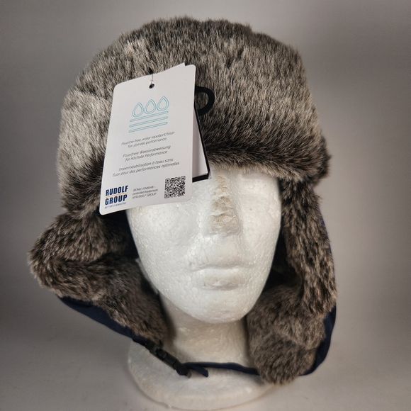 ENGELSONS Mens Trapper Hat Medium Blue Faux Fur Ear Flaps Winter Made Sweden NEW - Picture 3 of 13